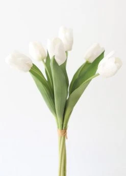 Afloral Bundle Of 7 White Real Touch Tulip Flowers - 14