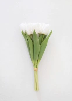 Afloral Bundle Of 7 White Real Touch Tulip Flowers - 14