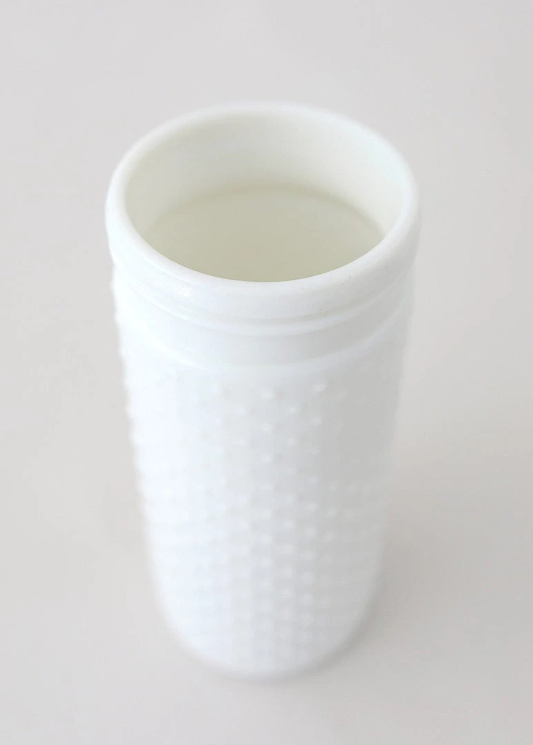 Afloral Tall Glass Hobnail Jar In White - 10"