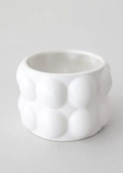 Afloral White Ceramic Large Hobnail Pot - 3
