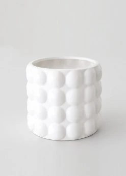 Afloral Hobnail Textured Pot In White - 5.25" Vases