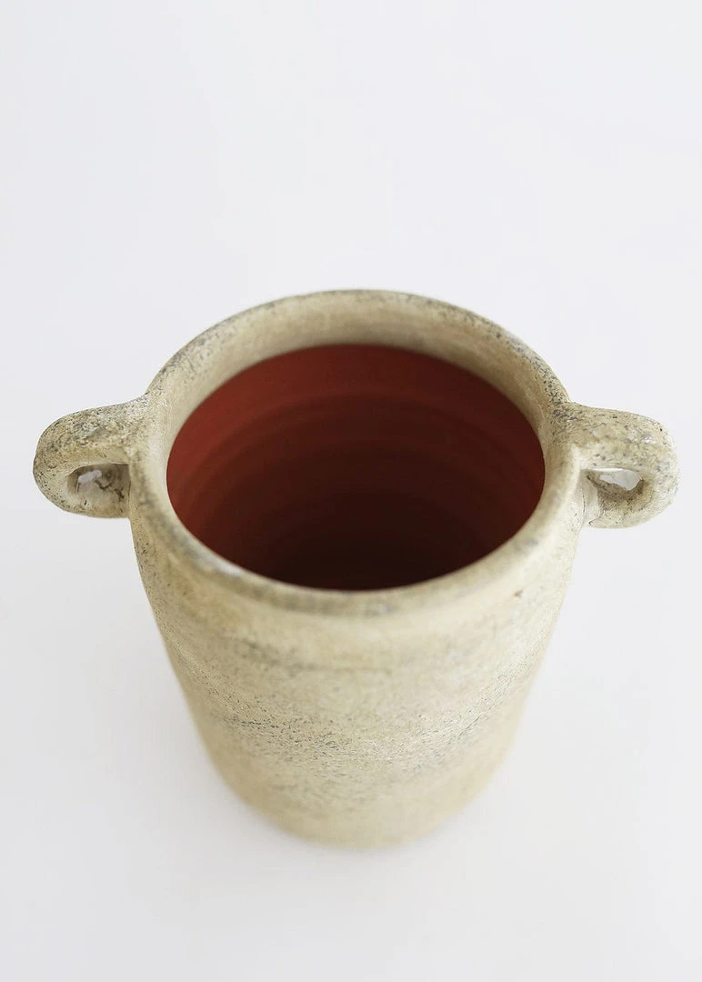 Afloral.com Tuscan Farmhouse Distressed Vase With Handles - 5.5"