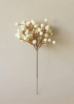 Afloral Artificial Plants Fake Berries Pick In Cream Beige - 9