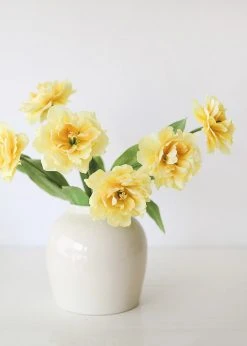Afloral Ruffle Yellow Faux Tulip Flower - 25