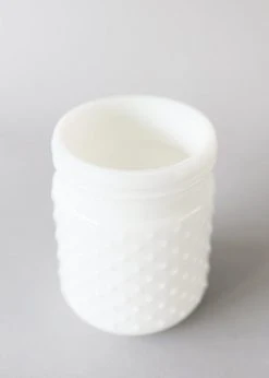 Afloral White Glass Hobnail Jar - 5