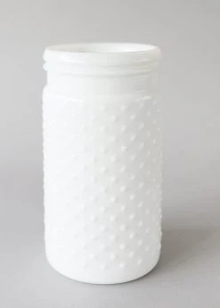 Afloral Vases Glass Hobnail Jar In White - 7.5