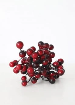 Afloral Burgundy Fake Berries Pick - 9" Artificial Plants