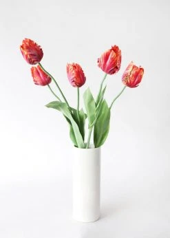 Afloral Artificial Flowers Tie Dye Red Artificial Parrot Tulip - 25
