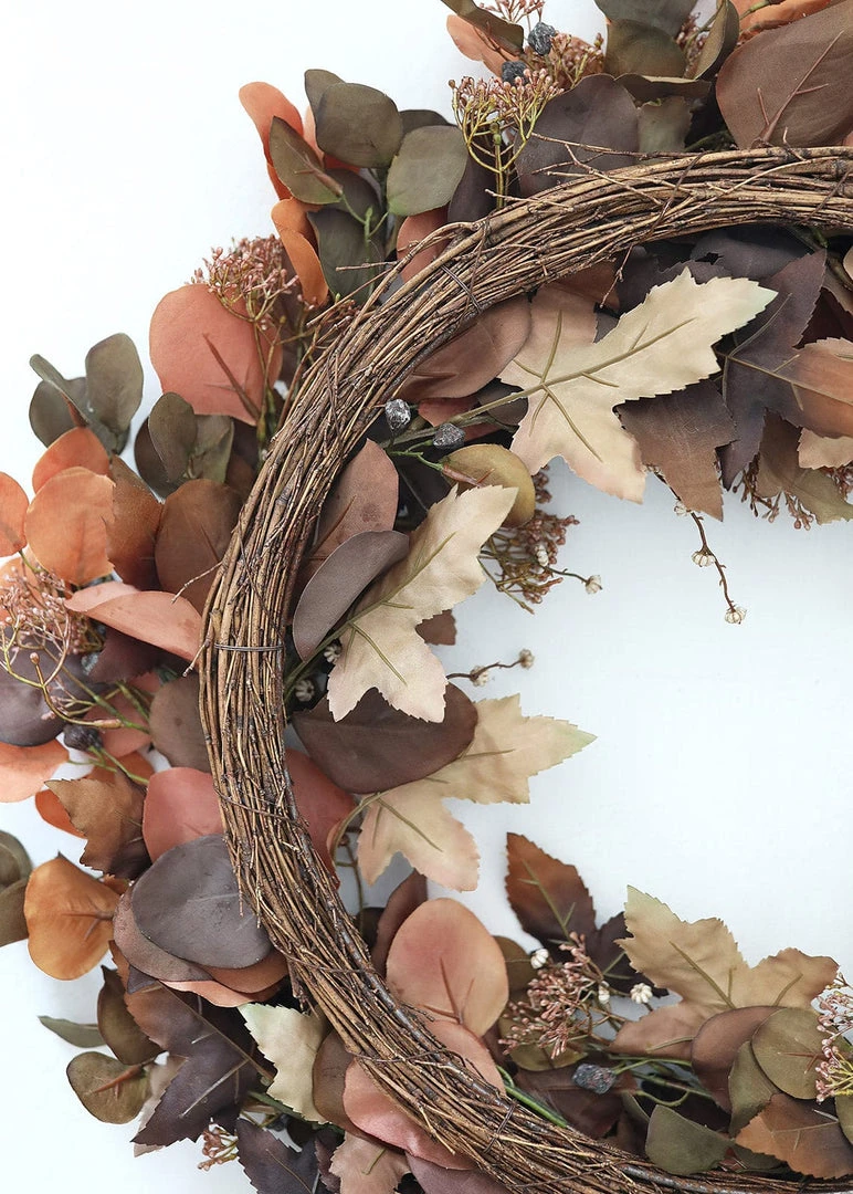 Afloral Fake Earthy Eucalyptus Leaf Wreath - 24" Artificial Plants