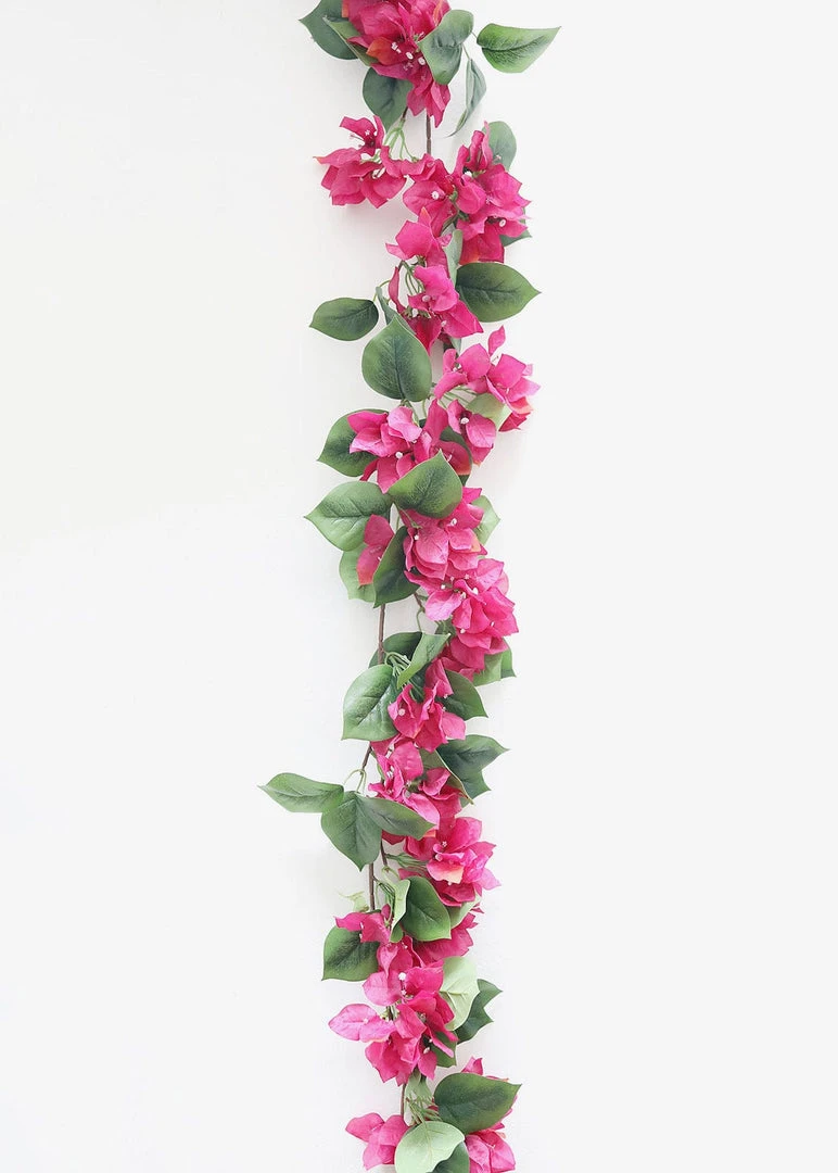 Afloral Silk Bougainvillea Garland In Deep Pink - 72"