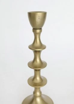 Afloral Set Of 2 Antique Gold Candle Holders - 7-10