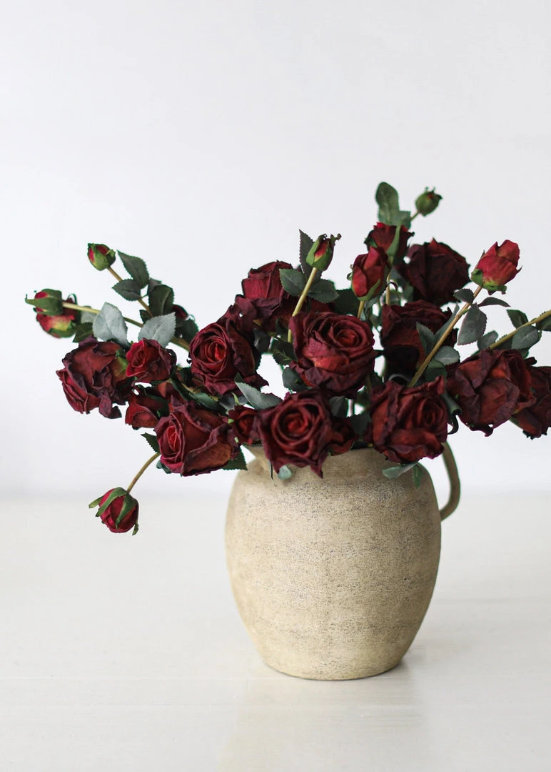Afloral Fake Rose Spray In Burgundy - 27.5"
