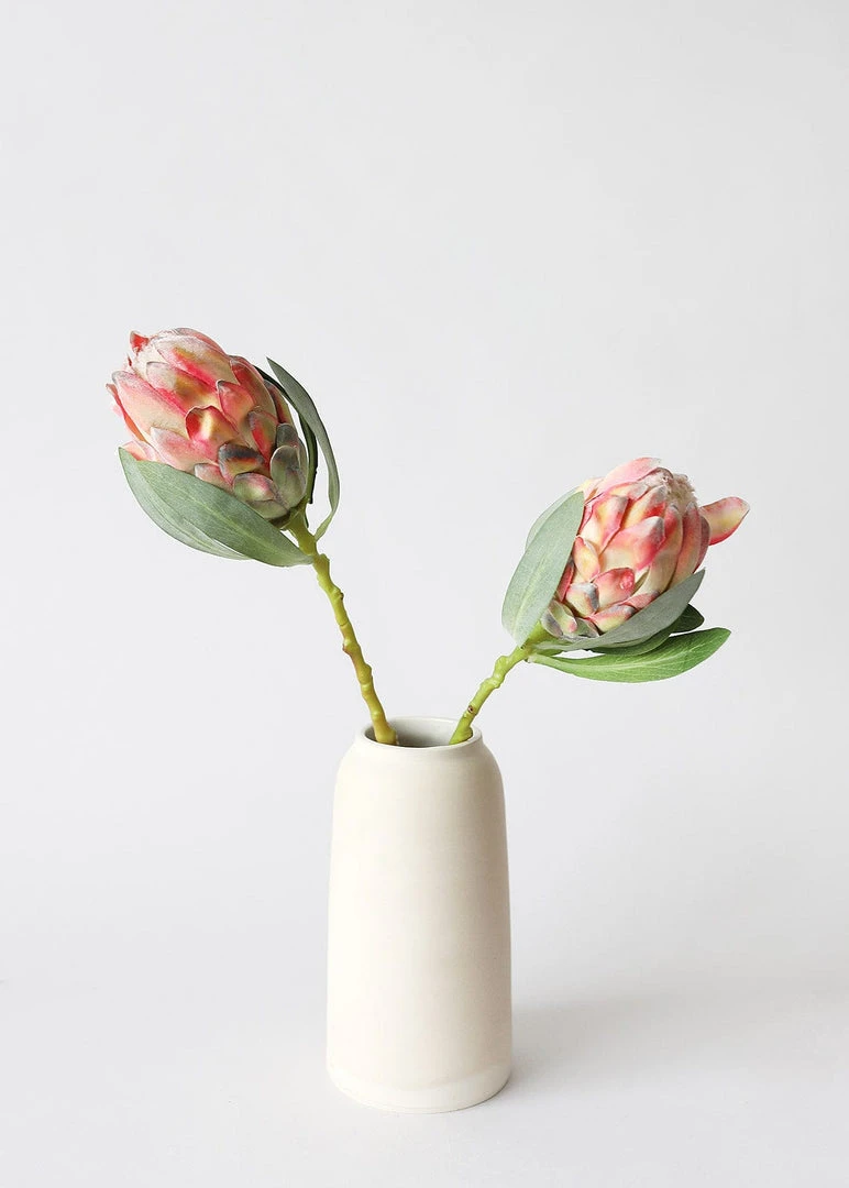 Afloral Faux Protea Flower In Coral Yellow - 18.5" Artificial Flowers