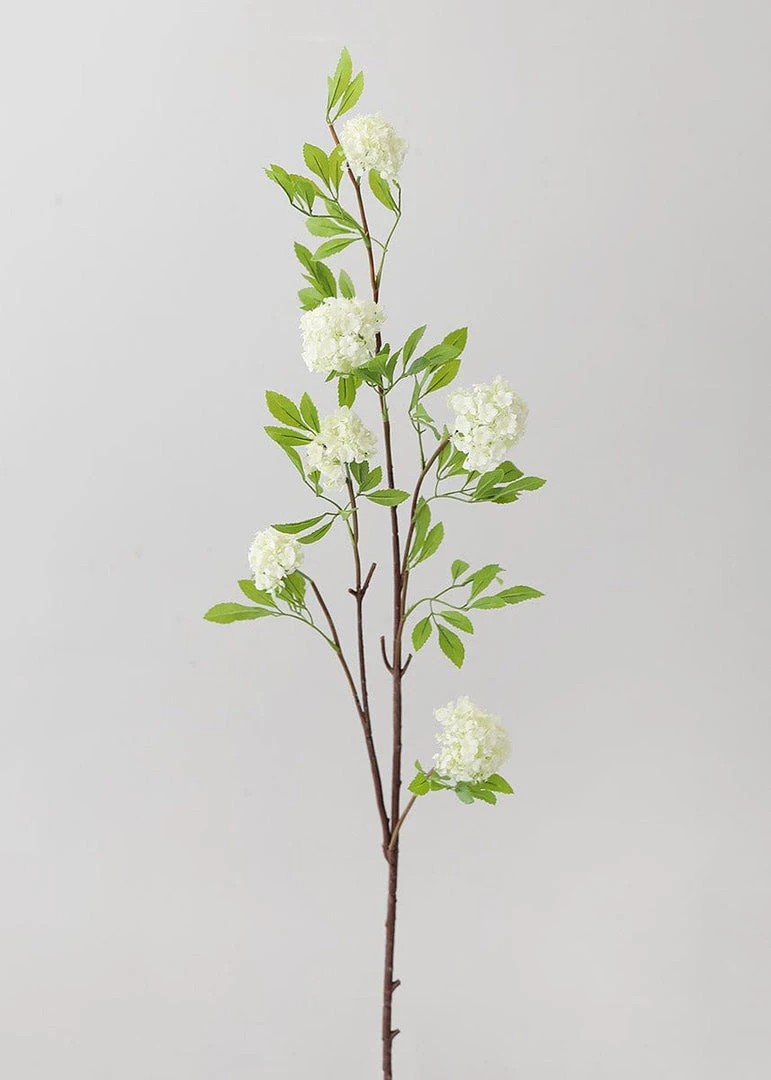 Afloral Artificial Flowers Cream Fake Viburnum Wildflower Branch - 46"