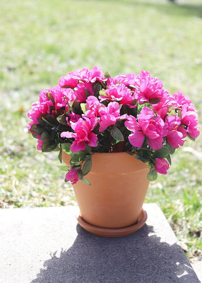 Afloral Azalea Silk Flowers Bush In Fuchsia - 13" Artificial Flowers