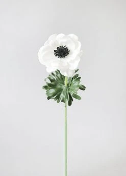 Afloral Artificial Flowers Real Touch White Anemone Flower - 14"