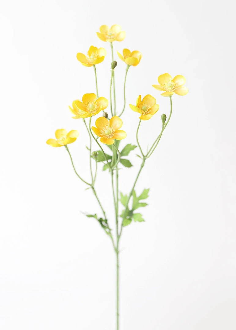 Afloral Artificial Buttercup Flowers In Yellow - 25"