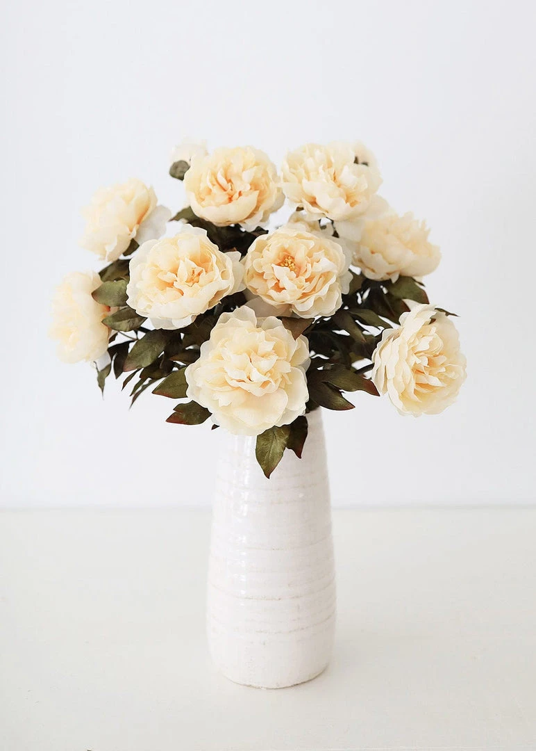 Afloral Artificial Peony In Beige - 28.5" Artificial Flowers
