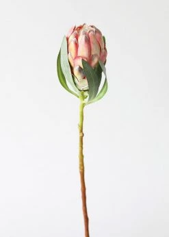 Afloral Faux Protea Flower In Coral Yellow - 18.5" Artificial Flowers