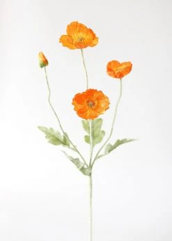 Afloral Artificial Flowers Fake Poppy Flower In Orange - 23"