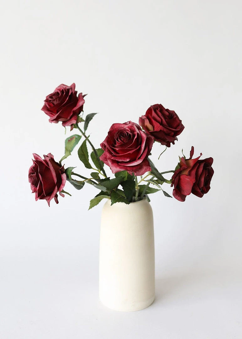 Afloral Burgundy Fake Flowers Rose - 21.5"