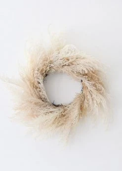Afloral Neutral Faux Pampas Grass Wreath - 36" Artificial Plants