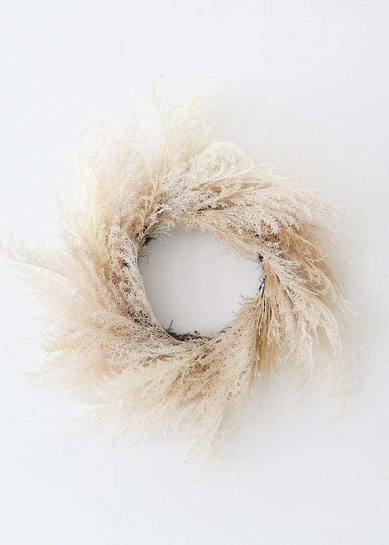 Afloral Neutral Faux Pampas Grass Wreath - 36" Artificial Plants