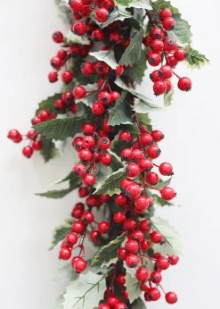 Afloral Outdoor Waterproof Holly Berry Christmas Garland - 4' Artificial Plants