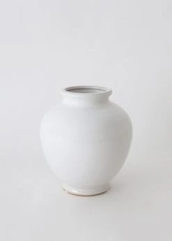 Afloral Vases Glossy White Round Ceramic Vase - 7.75"