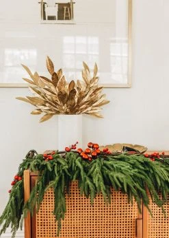 Afloral Artificial Bay Leaf In Metallic Gold - 19" Artificial Plants