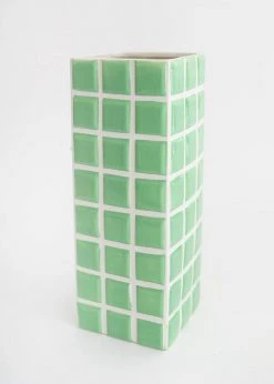 Afloral Mint Green Dolomite Ceramic Tile Vase - 11