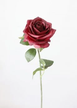 Afloral Burgundy Fake Flowers Rose - 21.5"