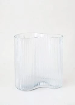 Afloral Ridged Glass Asymmetrical Vase - 8" Vases