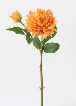 Afloral Artificial Flowers Real Touch Dahlia In Fall Orange - 26