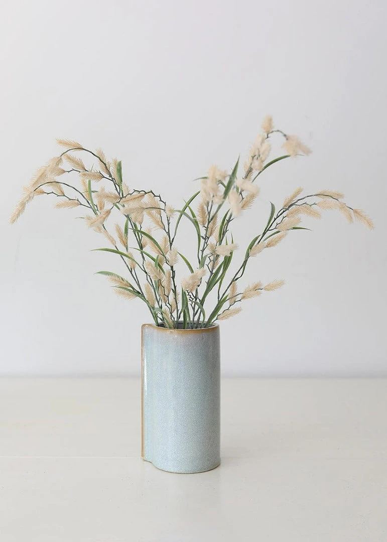 Afloral Blue Slate Ceramic Cylinder Vase - 9"