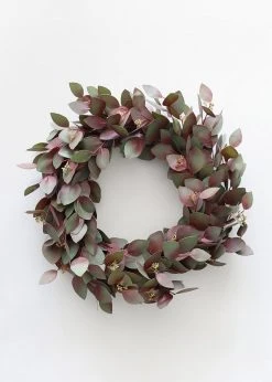 Afloral Burgundy Real Touch Eucalyptus Wreath - 22" Artificial Plants