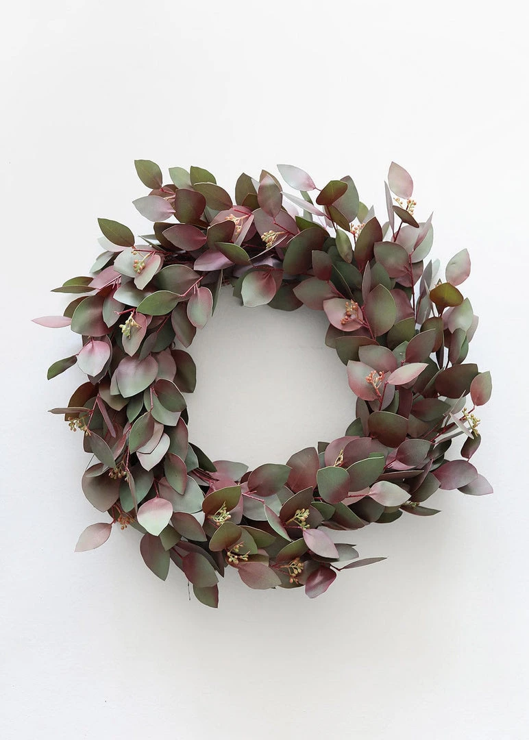 Afloral Burgundy Real Touch Eucalyptus Wreath - 22" Artificial Plants