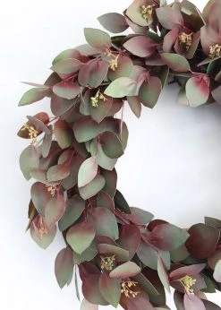 Afloral Burgundy Real Touch Eucalyptus Wreath - 22" Artificial Plants