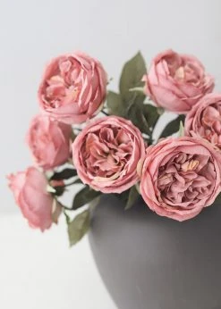 Afloral Artificial Flowers Silk English Cabbage Rose In Mauve - 25