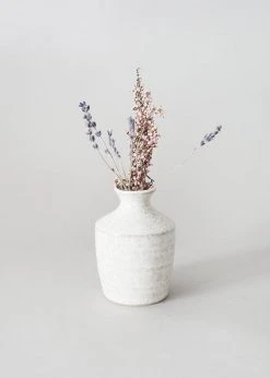 Afloral Hari Bud Vase In Distressed White Ceramic - 4.5"