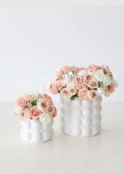 Afloral Hobnail Textured Pot In White - 5.25