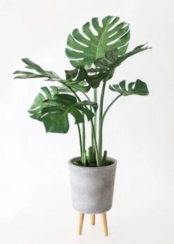 Afloral Artificial Plants Fake Monstera Plant In Cement Stand - 45"