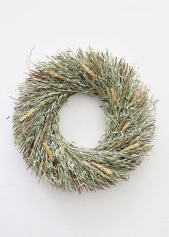 Afloral Natural Dried Wheat Grass Wreath - 18" Dried Flowers