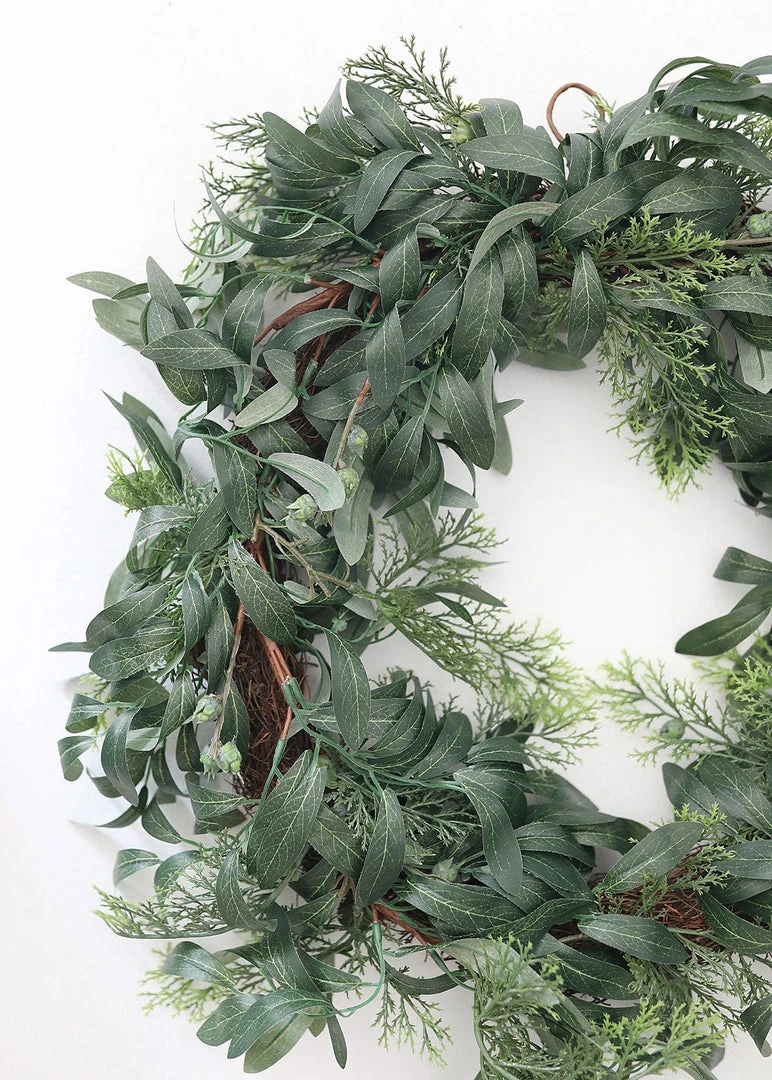 Afloral Artificial Olive Leaf And Berry Wreath - 22" Artificial Plants