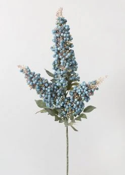 Afloral Artificial Flowers Faux Blue Berry Cluster Branch - 37"