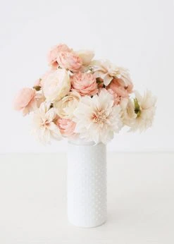 Afloral Tall Glass Hobnail Jar In White - 10