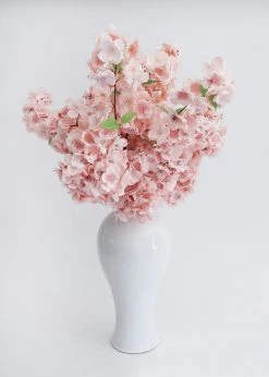 Afloral Ceramic Tall Glossy Vase In Blue-Washed White - 16