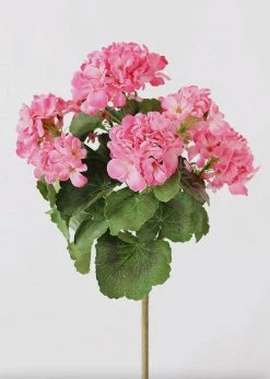 Afloral Pink UV Protected Indoor/Outdoor Geranium Bush - 18" Artificial Flowers
