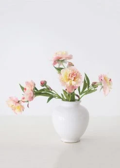 Afloral Vases Glossy White Round Ceramic Vase - 7.75"