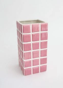 Afloral Pink Dolomite Ceramic Tile Vase - 8.